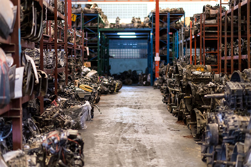 used transmissions in a warehouse